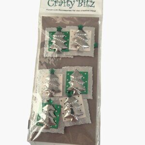 Silver Christmas Tree Stickers Self Adhesive Embellishments Pack Of 6